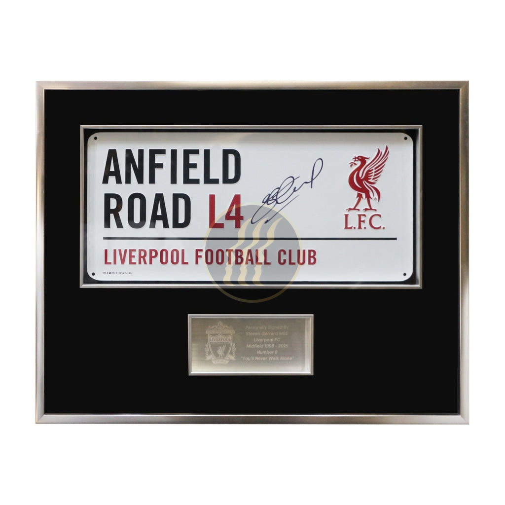 Stephen Gerrad Signed Anifield Road Sign